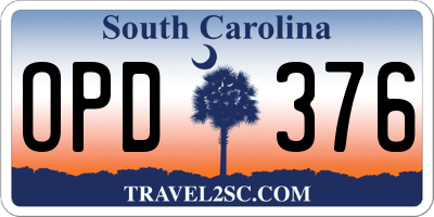 SC license plate OPD376