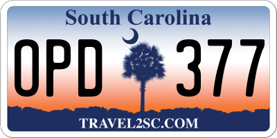 SC license plate OPD377
