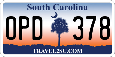 SC license plate OPD378