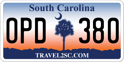 SC license plate OPD380