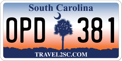 SC license plate OPD381
