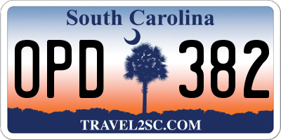 SC license plate OPD382