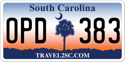 SC license plate OPD383