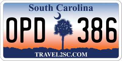 SC license plate OPD386
