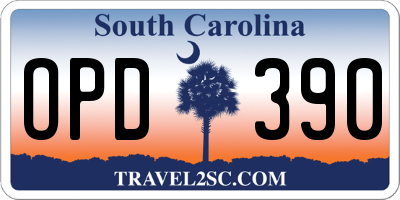 SC license plate OPD390
