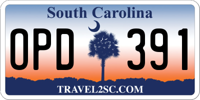 SC license plate OPD391
