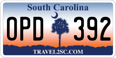 SC license plate OPD392