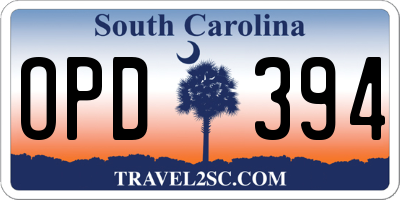SC license plate OPD394