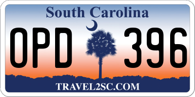 SC license plate OPD396