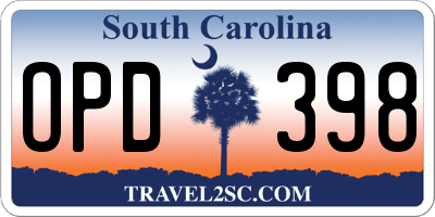 SC license plate OPD398