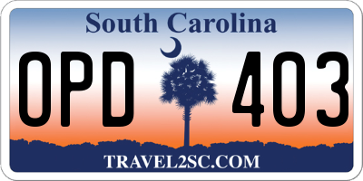 SC license plate OPD403