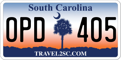 SC license plate OPD405