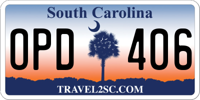 SC license plate OPD406
