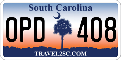 SC license plate OPD408