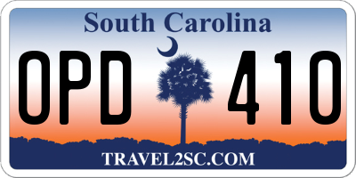 SC license plate OPD410