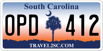 SC license plate OPD412