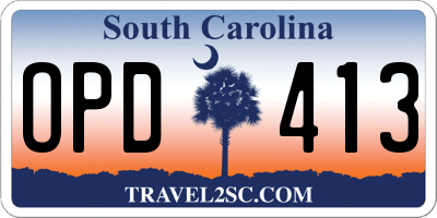 SC license plate OPD413