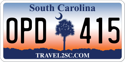 SC license plate OPD415