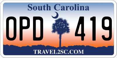 SC license plate OPD419