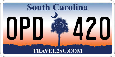 SC license plate OPD420