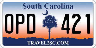 SC license plate OPD421