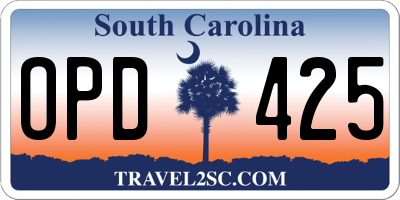 SC license plate OPD425