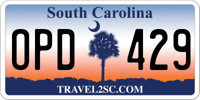 SC license plate OPD429