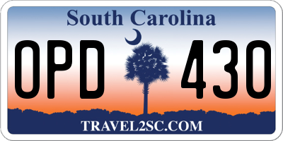 SC license plate OPD430