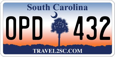 SC license plate OPD432
