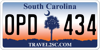 SC license plate OPD434