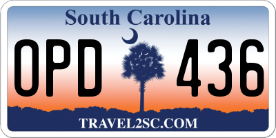 SC license plate OPD436