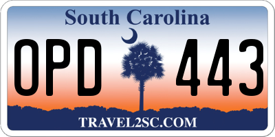 SC license plate OPD443