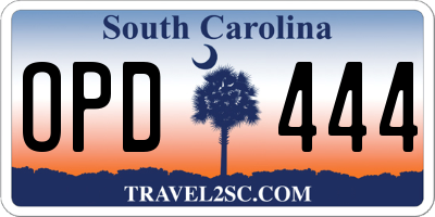 SC license plate OPD444