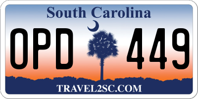 SC license plate OPD449