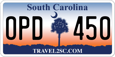 SC license plate OPD450