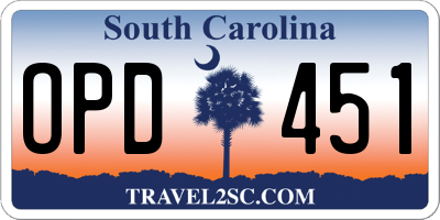 SC license plate OPD451