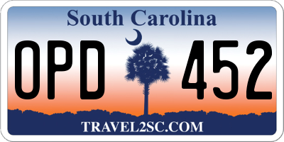 SC license plate OPD452
