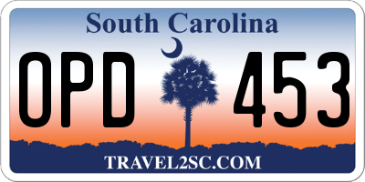SC license plate OPD453