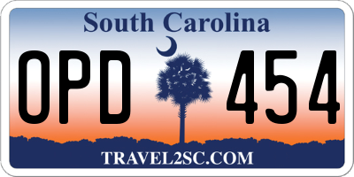SC license plate OPD454