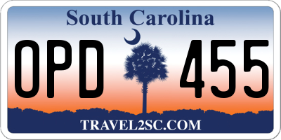 SC license plate OPD455