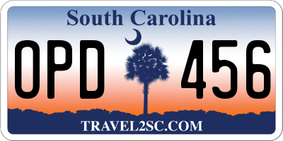 SC license plate OPD456