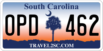 SC license plate OPD462