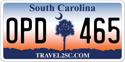 SC license plate OPD465