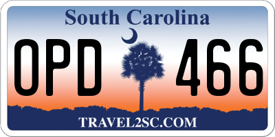 SC license plate OPD466