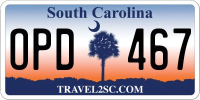 SC license plate OPD467
