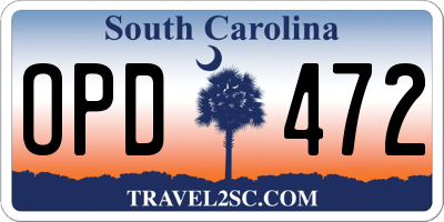 SC license plate OPD472