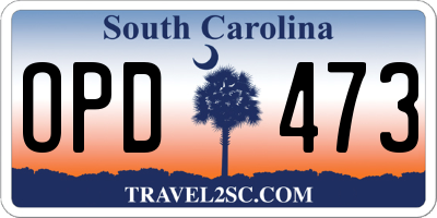 SC license plate OPD473