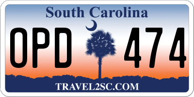 SC license plate OPD474
