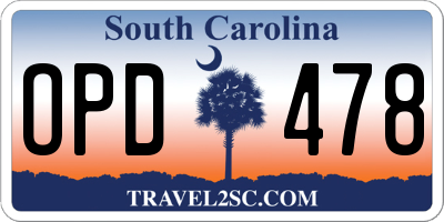 SC license plate OPD478