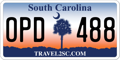SC license plate OPD488